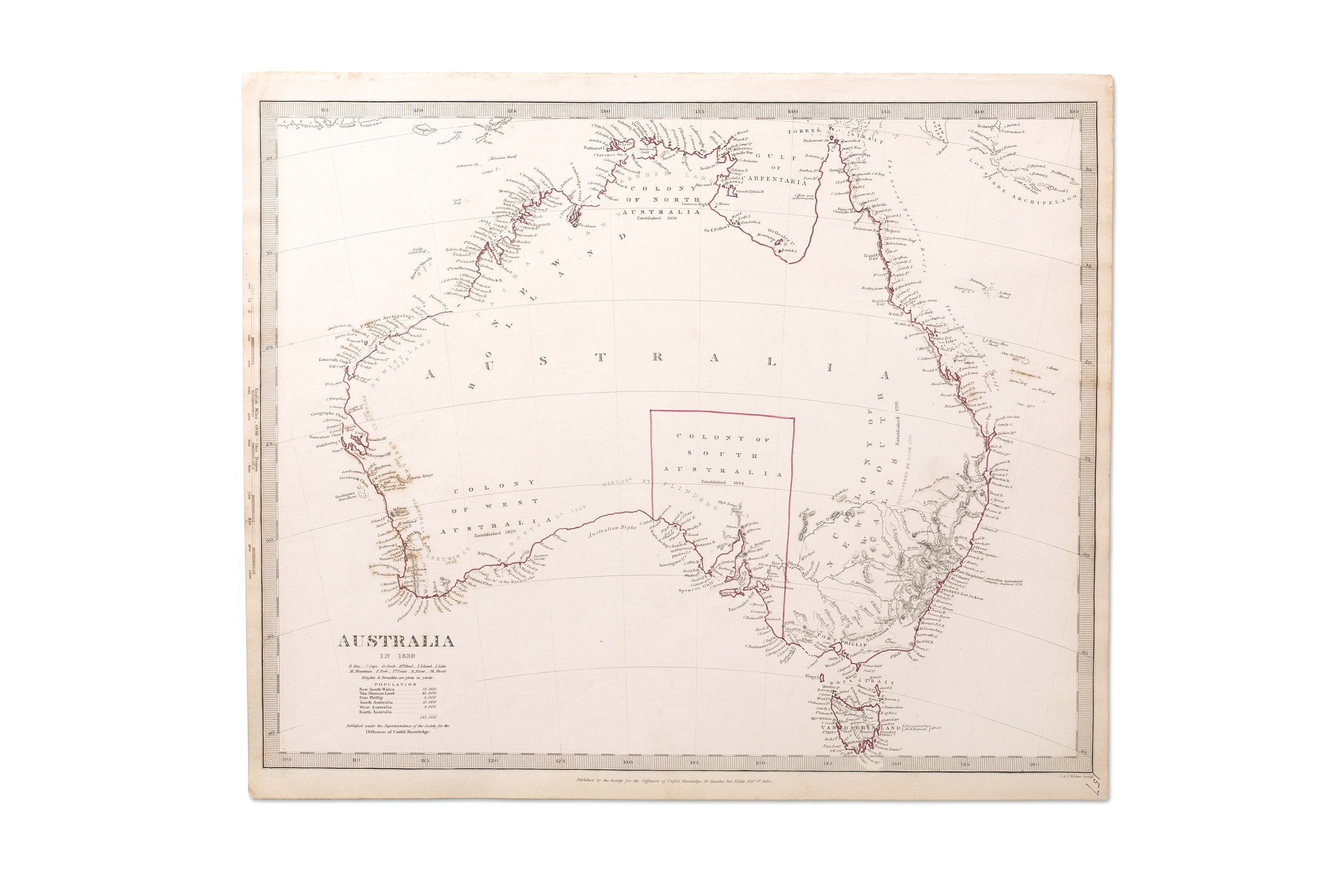 REVISIONS_ Map of Australia by The Society for the Diffusion of Useful Knowledge, 1839